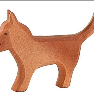 Figura de cão em madeira castanha