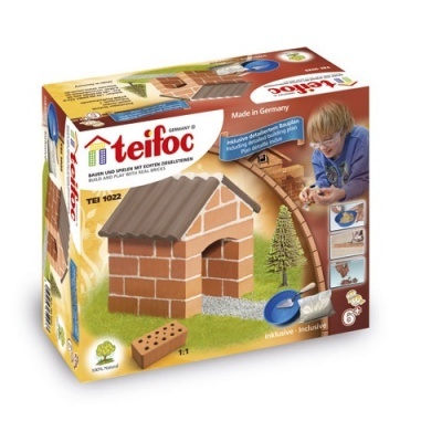 Caixa de brinquedo de construção em forma de tijolos e telha, marca teifoc