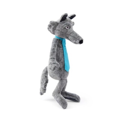 Pelucho de lobo cinzento com gravata azul