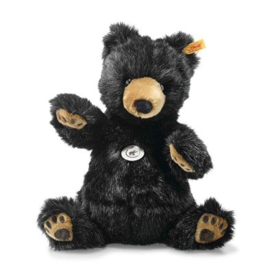 Urso de peluche preto com focinho castanho