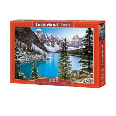 Caixa de puzzle Castorland com imagem de lago e montanhas