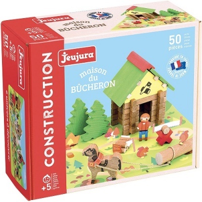 Caixa de jogo de construção Jeujura maison du bûcheron com 50 peças e figuras de madeira