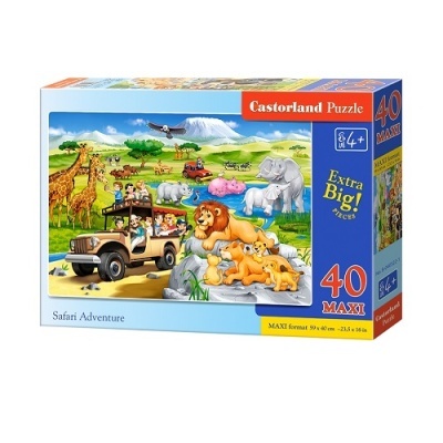 Caixa de puzzle Castorland 40 peças com imagem de safari e animais selvagens