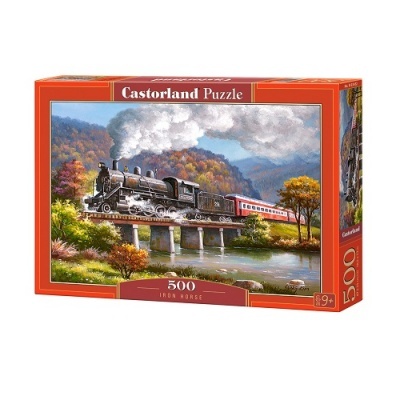 Quebra-cabeças Castorland com imagem de comboio a vapor na natureza