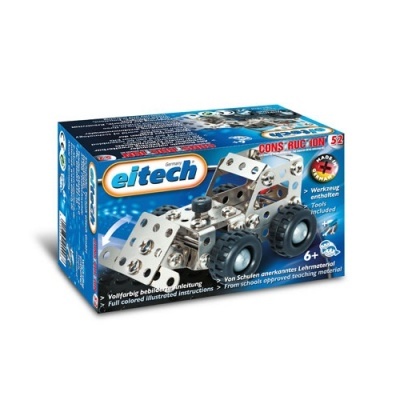 Conjunto construção metálico eitech com peças para montar veículo quatro rodas