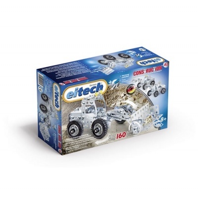 Caixa de brinquedo de construção eitech com veículo metálico e 160 peças