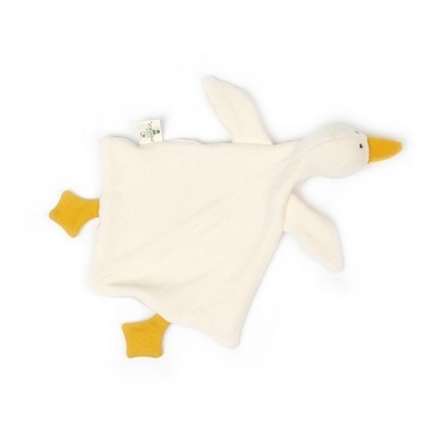 Peluche pato branco com bico e pés amarelos