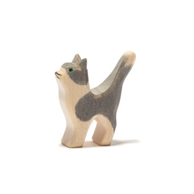 Figura de gato em madeira pintada