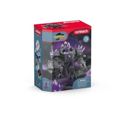 Embalagem do brinquedo Schleich Eldrador Terra com figura robótica cinzenta e detalhes roxos