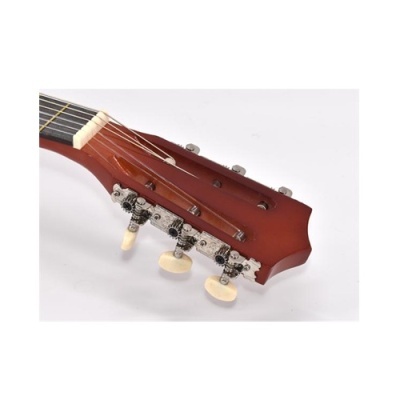 Cabeça de guitarra clássica em madeira castanha com tarraxas brancas