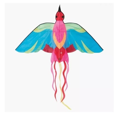 Pipa colorida em forma de pássaro com asas abertas