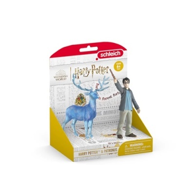 Conjunto de figuras Harry Potter e Patrono Schleich com figura de Harry Potter e cervo azul