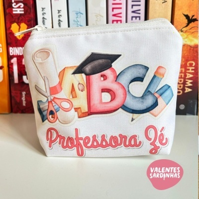 Bolsa com estampado educativo e texto Professora Zé