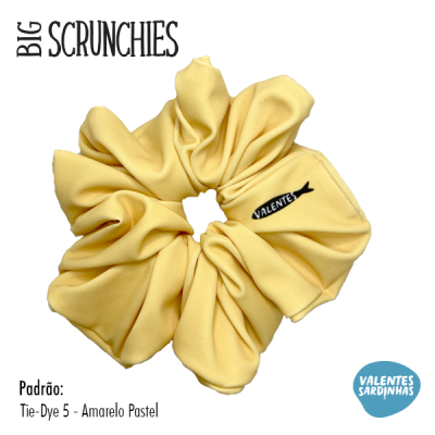 Elástico de cabelo Scrunchie amarelo pastel com etiqueta VALENTES