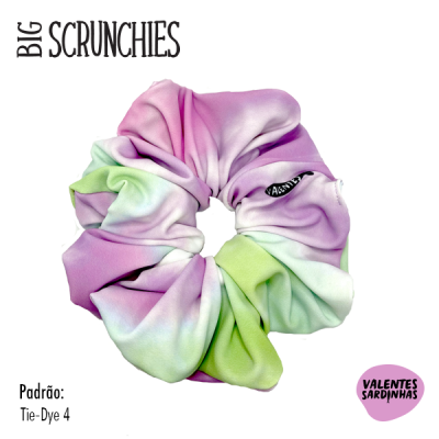 Elástico de cabelo grande tie-dye lilás, verde e branco
