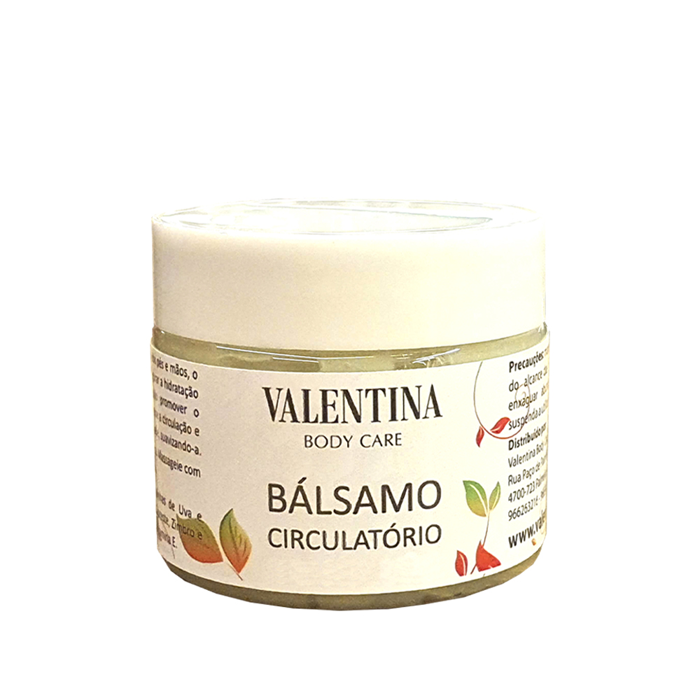 Bálsamo Circulatório Natural Bálsamo circulatório VALENTINA BODY CARE em frasco branco com tampa