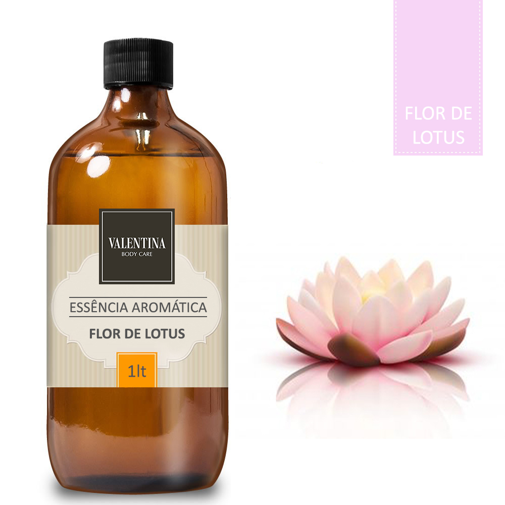 Essência Aromática de Flor de Lotus Frasco âmbar com essência aromática Flor de Lotus e flor de lotus rosa