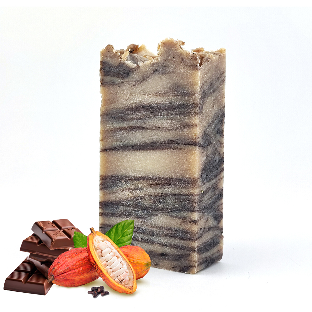 Sabão Natural Artesanal Chocolate Sabonete marmoreado com chocolate e vagem de cacau