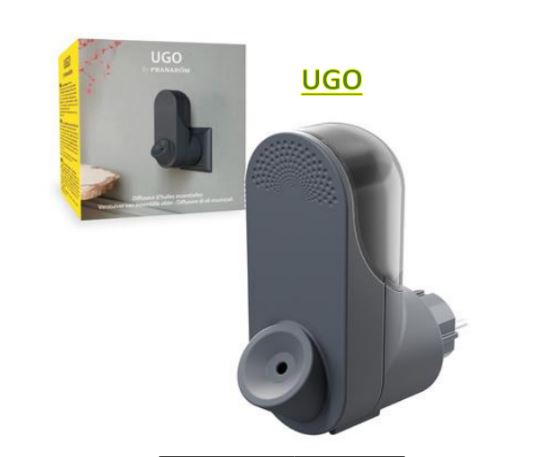 Difusor Ugo Pranarôm Dispositivo elétrico cinza escuro UGO com embalagem amarela e cinza