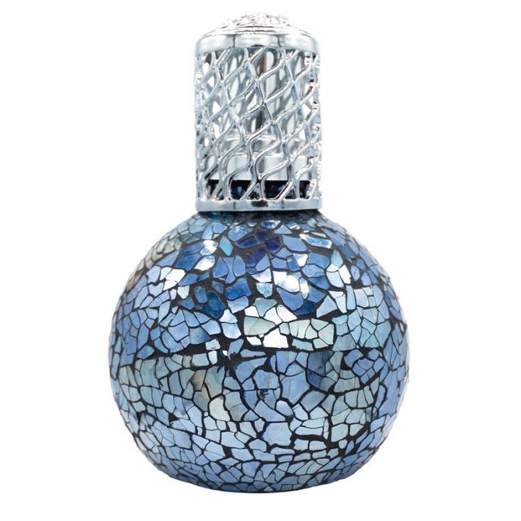 Lâmpada Catalítica Mosaico Meia Noite Frasco decorativo mosaico azul com tampa prateada em malha