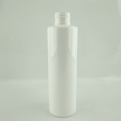 Frasco cilíndrico branco de plástico com rosca no gargalo