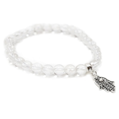 Pulseira transparente com pendente mão da Fátima