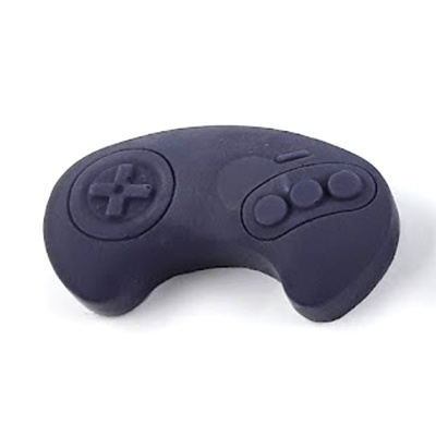 Comando de videojogo preto em borracha com botões