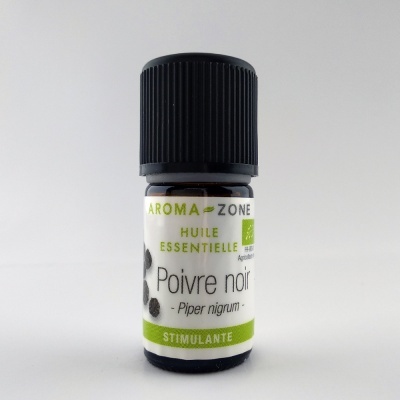 Frasco pequeno de óleo essencial de pimenta preta com tampa preta
