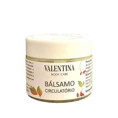 Bálsamo circulatório VALENTINA BODY CARE em frasco branco com tampa