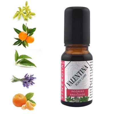 Frasco de óleo essencial Valentina Body Care para insónias e ansiedade