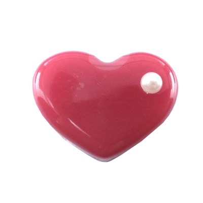 Coração rosa com pérola branca