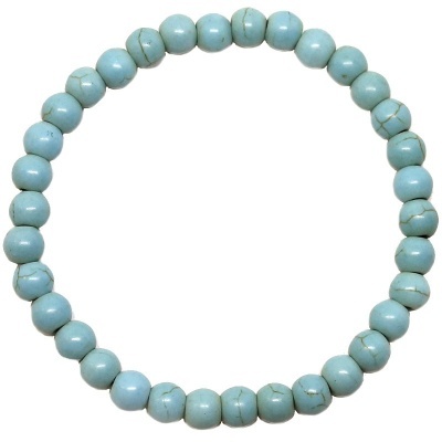 Pulseira de contas azuis claras redondas com veios cinzentos