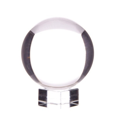 esfera de cristal transparente com suporte quadrado