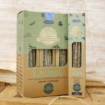 Caixa de varinhas de incenso de louro orgânicas feitas à mão ULLAS