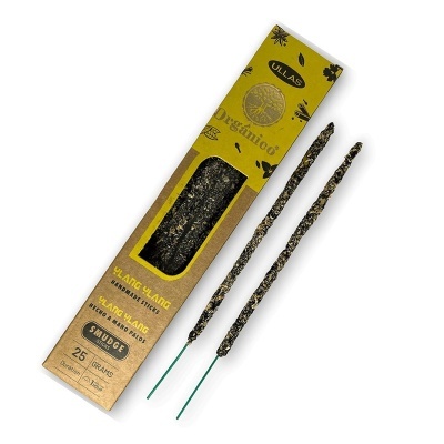 Embalagem de incensos Ylang Ylang feita à mão ULLAS com dois bastões ao lado