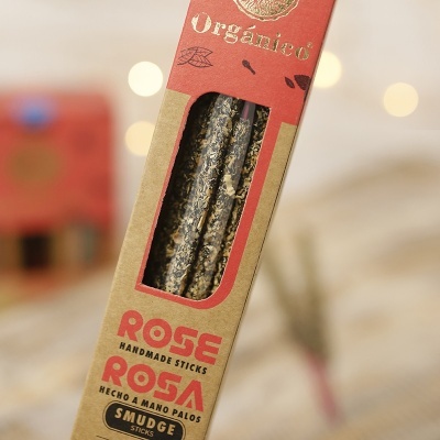 Caixa de palitos artesanais perfumados Rose Rosa para incenso em embalagem kraft