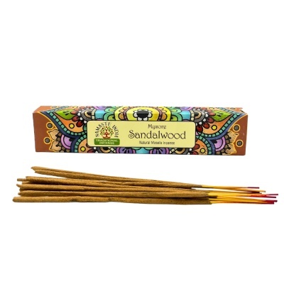 Caixa colorida de incenso Mysore Sandalwood com varetas de incenso
