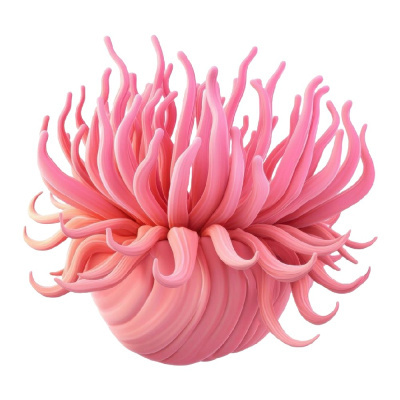 Anémona marinha artificial rosa com tentáculos ondulados