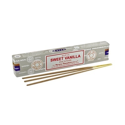Caixa de incenso Satya Sweet Vanilla com seis varetas de incenso