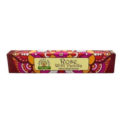 Caixa de incenso Rose With Vanilla com design floral colorido