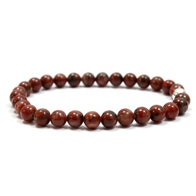 Pulseira de contas esféricas vermelhas com manchas cinzentas