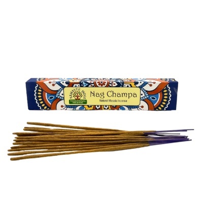 Caixa e bastões de incenso Nag Champa Natural Masala coloridos