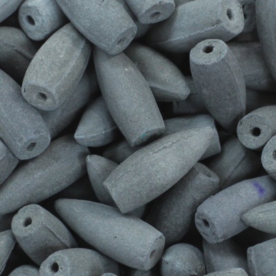 Contas alongadas cinza com furo passante para artesanato