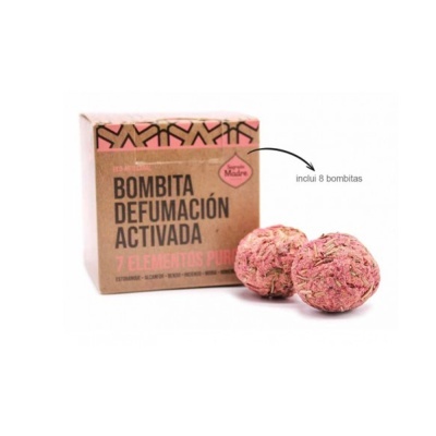 Caixa castanha de Bombitas de Fumigação com duas bombitas cor-de-rosa ao lado