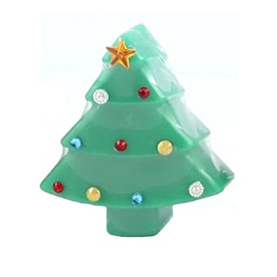 Mini árvore de Natal verde decorativa com ornamentos coloridos e estrela dourada no topo