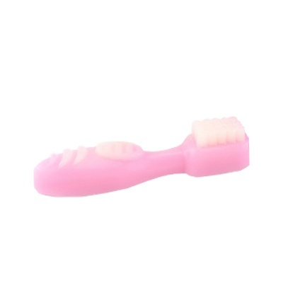 Escova dentária pequena rosa com cerdas brancas