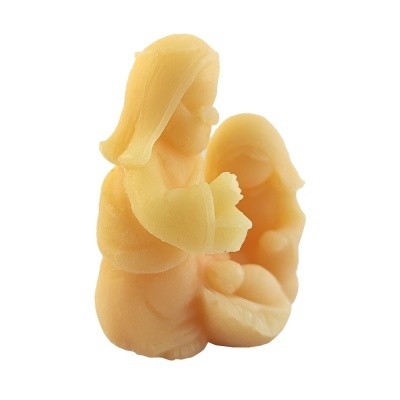 Figuras de Jesus e do Menino Jesus em cera amarela