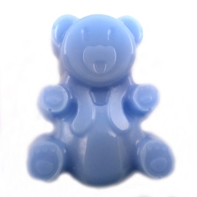 Figura de urso azul de material plástico com textura lisa