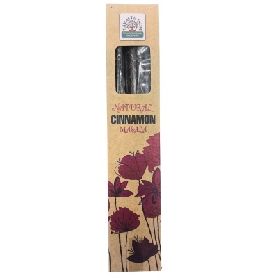 Caixa de canela natural masala com design floral em papel castanho