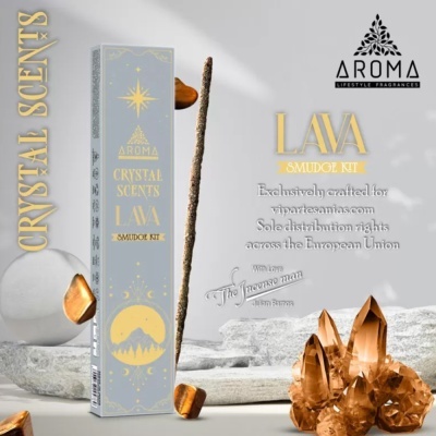 Conjunto de incenso Crystal Scents LAVA Smudge Kit com cristais âmbar